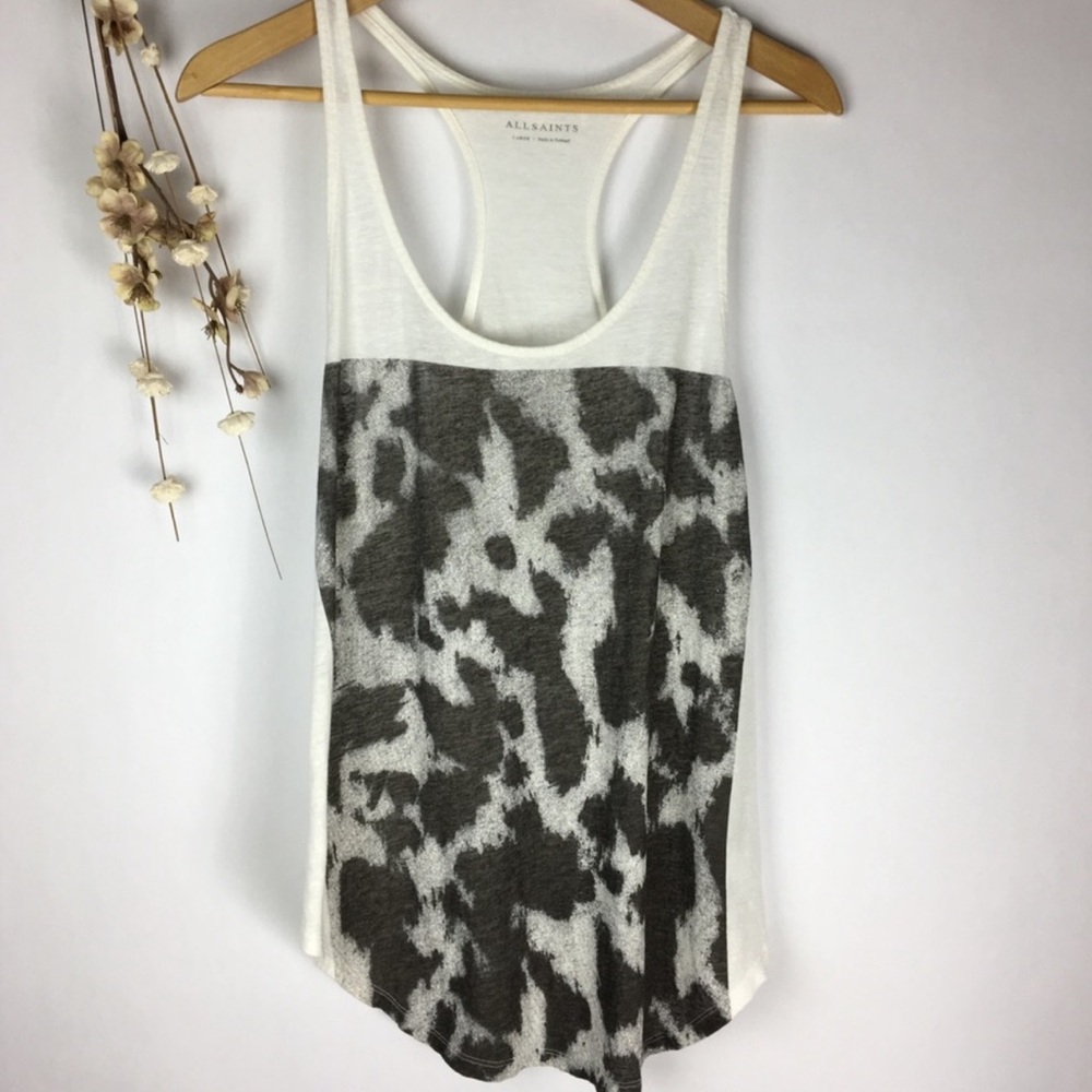 All Saints White Tank Top Animal Print